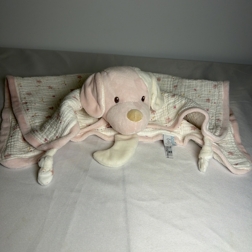 Douglas Moon & Stars Puppy Dog Baby Security Lovey Blanket Soft Plush Trim Pink